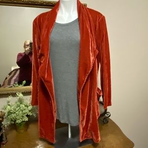 Amaryllis burnt orange drape front jacket